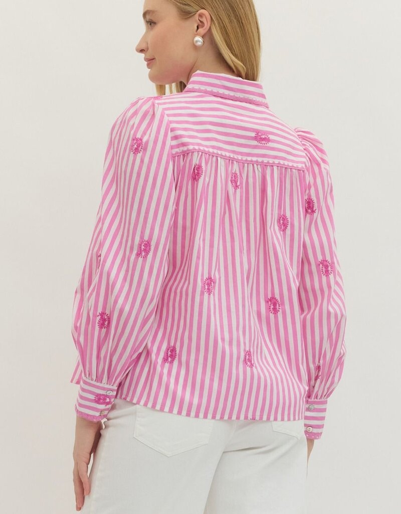 Pink/White Striped Button Down