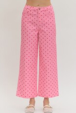 Pink and Red Polka Dot Denim Pants