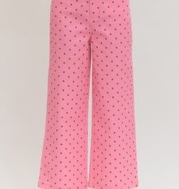 Pink and Red Polka Dot Denim Pants