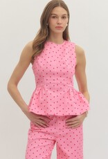 Red and Pink Polka Dot Denim Top