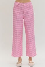 Pink and White Gingham Jeans