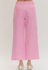 Pink and White Gingham Jeans