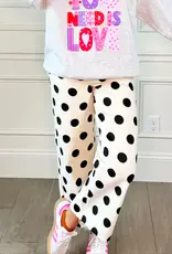 Ivory and Black Polka Dot Denim Pants