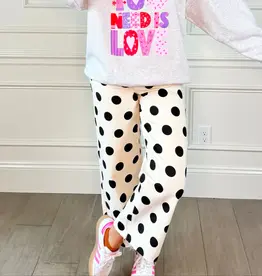 Ivory and Black Polka Dot Denim Pants