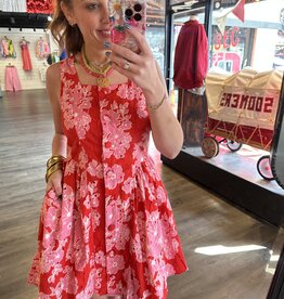 Red and Pink Floral Dress