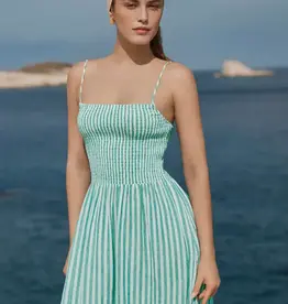Bayside Striped Midi Dress Green
