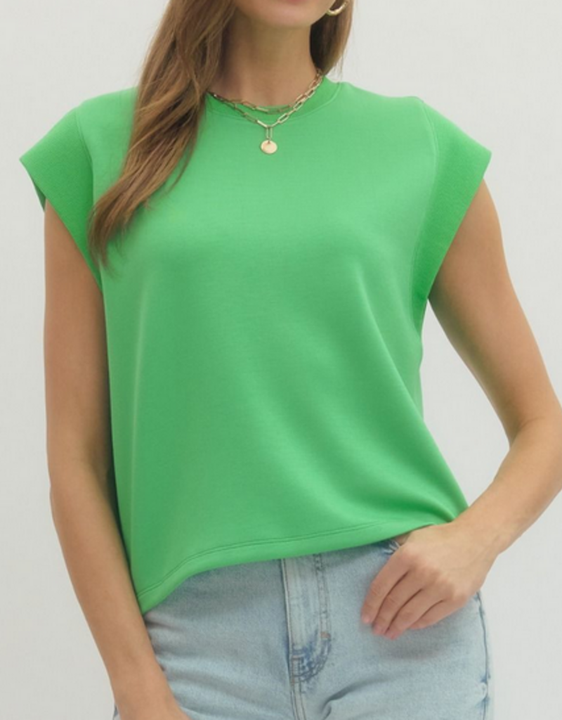 Green Cap Sleeve Top