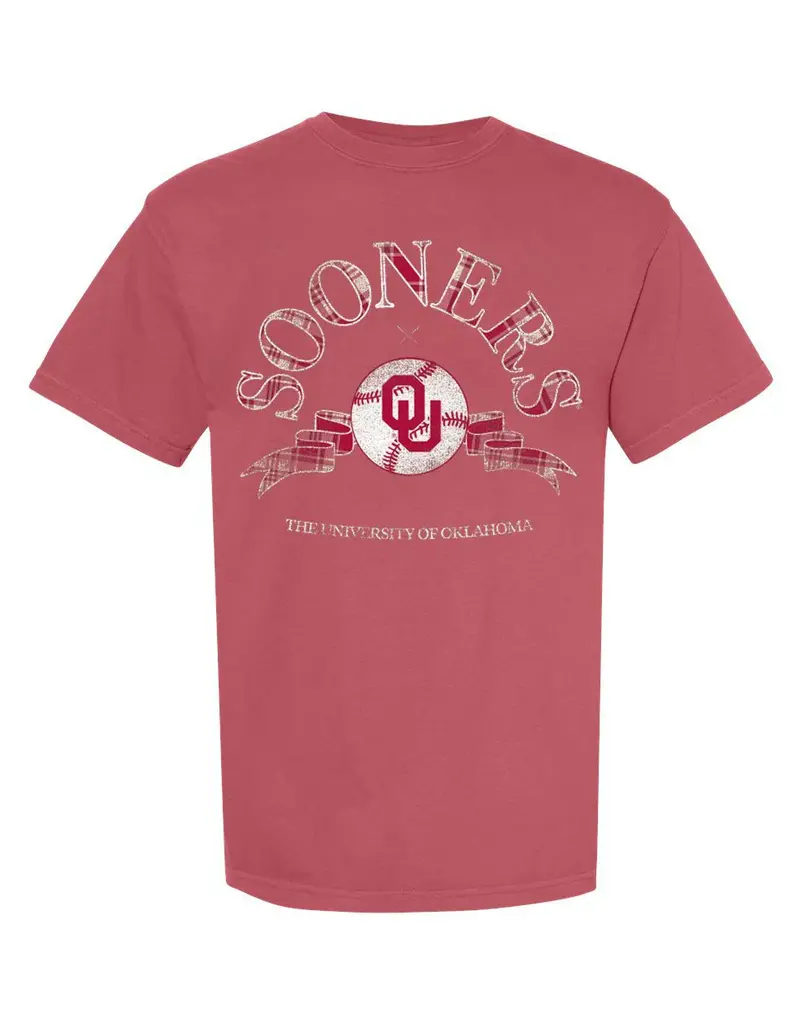 Crimson OU Sooners Baseball Tee