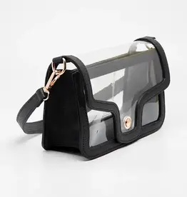 clear rectangle bag shoulder bag black