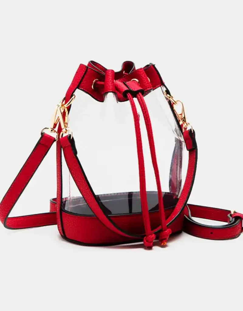 clear bucket bag red