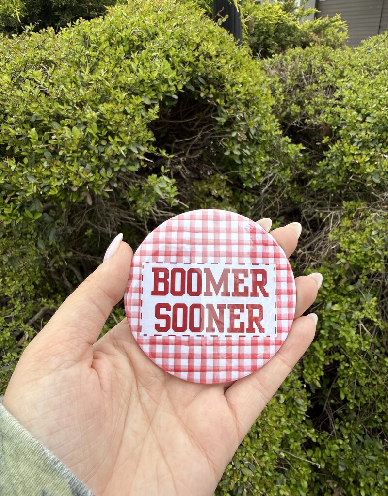 !Checkered Boomer Sooner Button