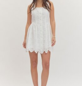 White Eyelet Scallop Dress