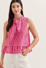 Red and Pink Stiped Blouse Tank