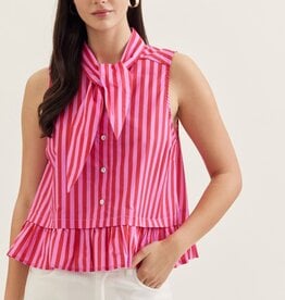 Red and Pink Stiped Blouse Tank