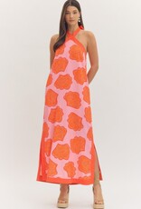 Pink and Orange Seashell Halter Neck Dress