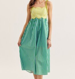 Kiwi Green Scallop Maxi Dress