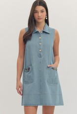 Collared Denim Mini Dress