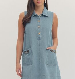 Collared Denim Mini Dress