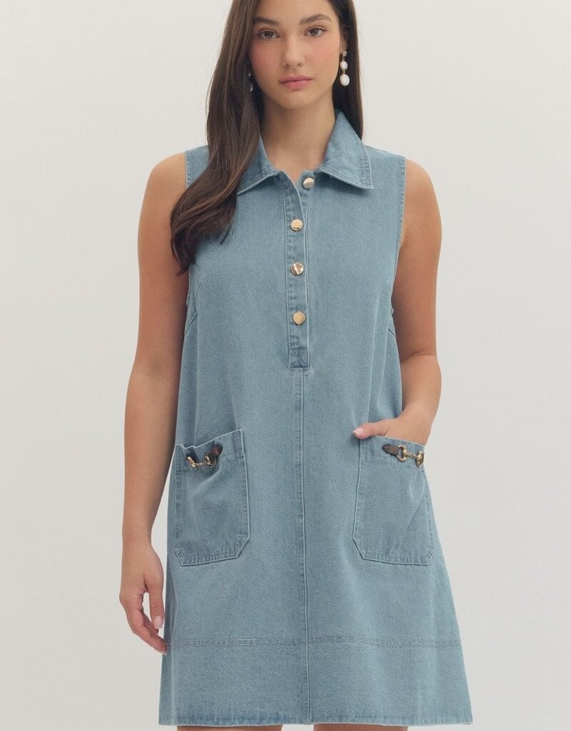 Collared Denim Mini Dress