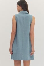 Collared Denim Mini Dress