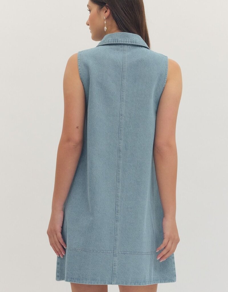 Collared Denim Mini Dress