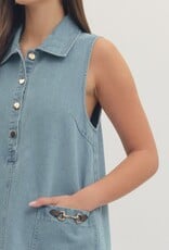 Collared Denim Mini Dress