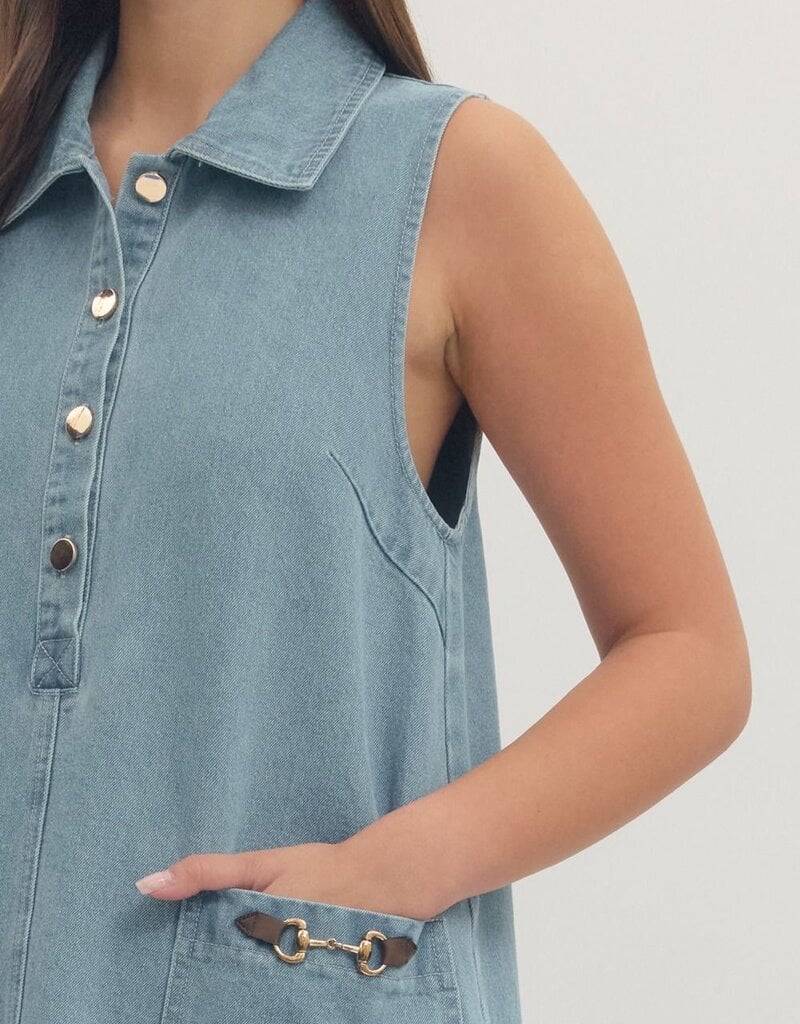 Collared Denim Mini Dress