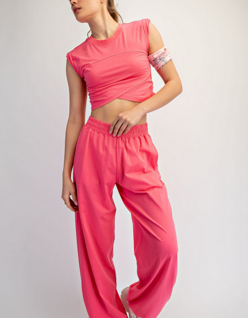 lycra crossover set Flamingo Pink