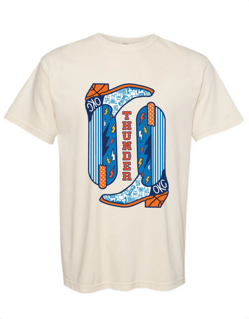 cream thunder boots shirt