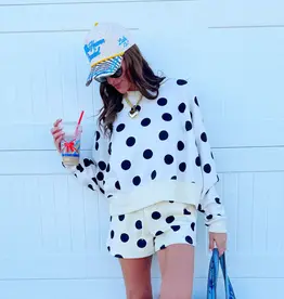 Cream/Black  Plolka Dot Crop