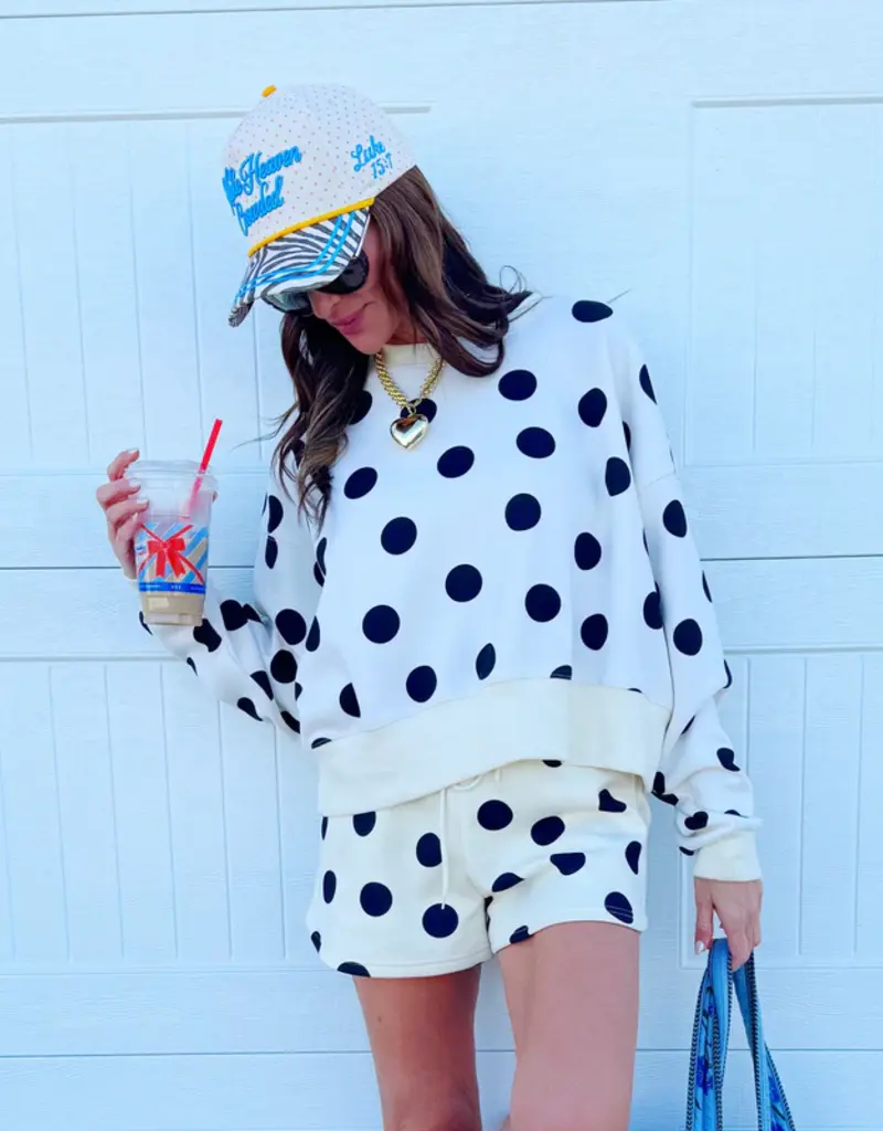Cream/Black  Plolka Dot Crop