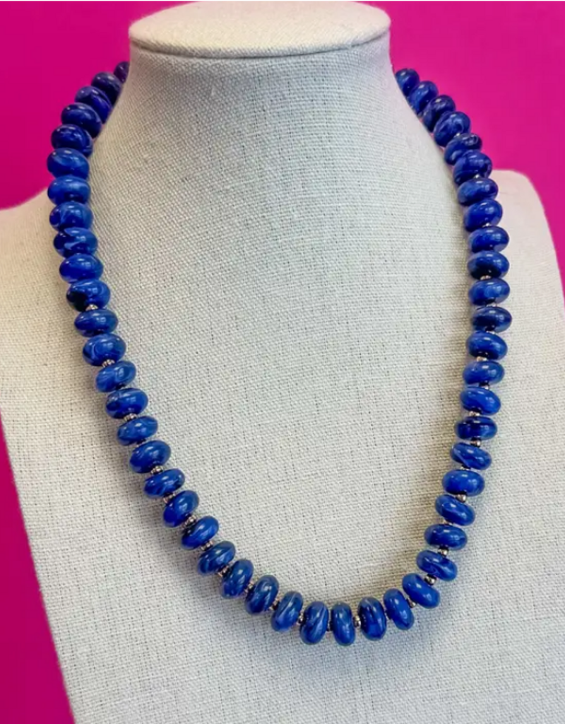 layering bead necklace- navy
