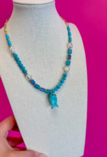 Fish Charm Necklace- Turquoise
