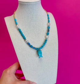 Fish Charm Necklace- Turquoise
