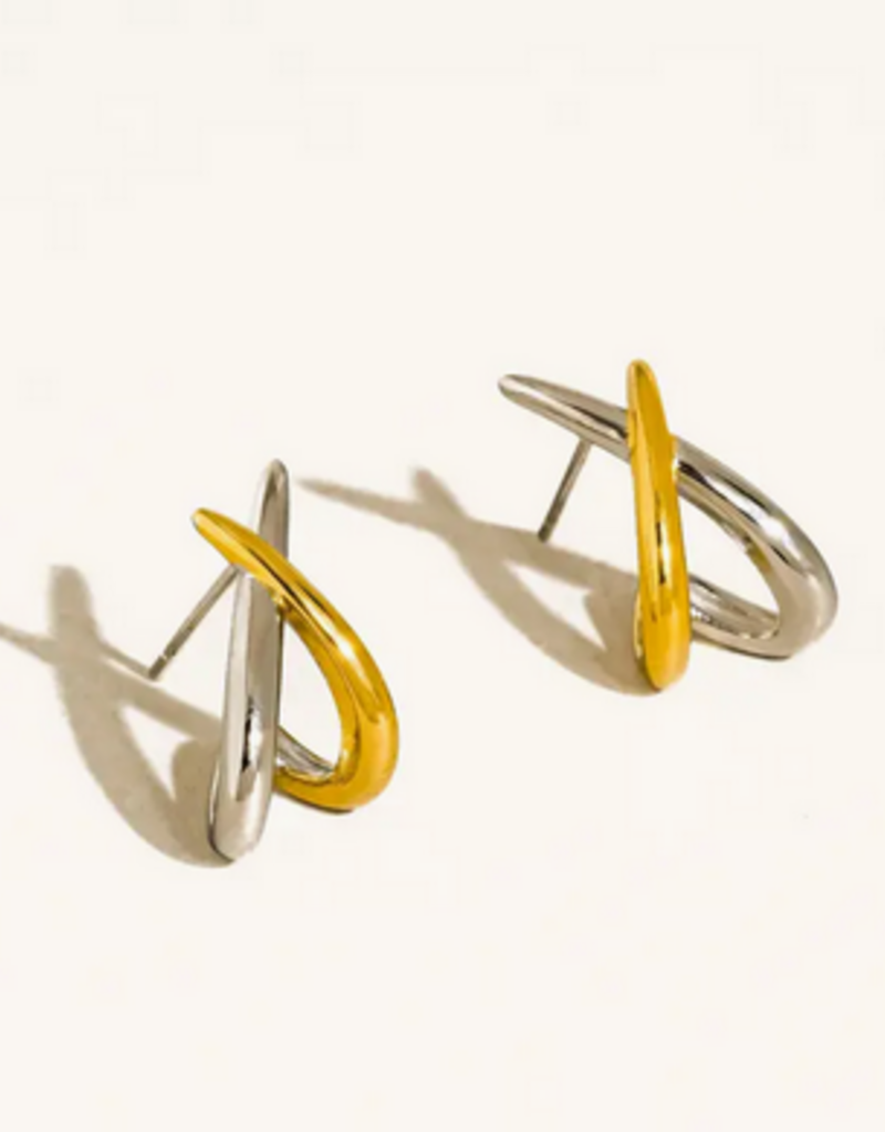 Two Tone Crossover earrings