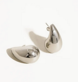 Large Silver Droplet Earrings