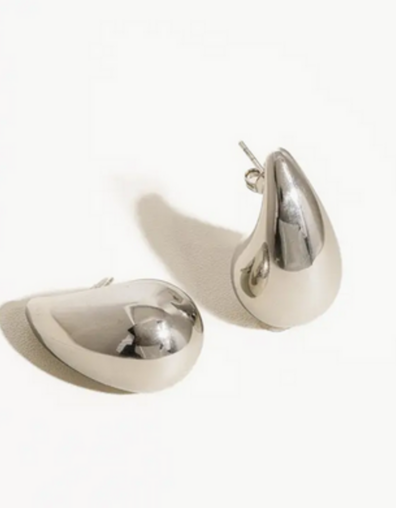 Large Silver Droplet Earrings