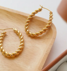 Gold braided hoop earrings