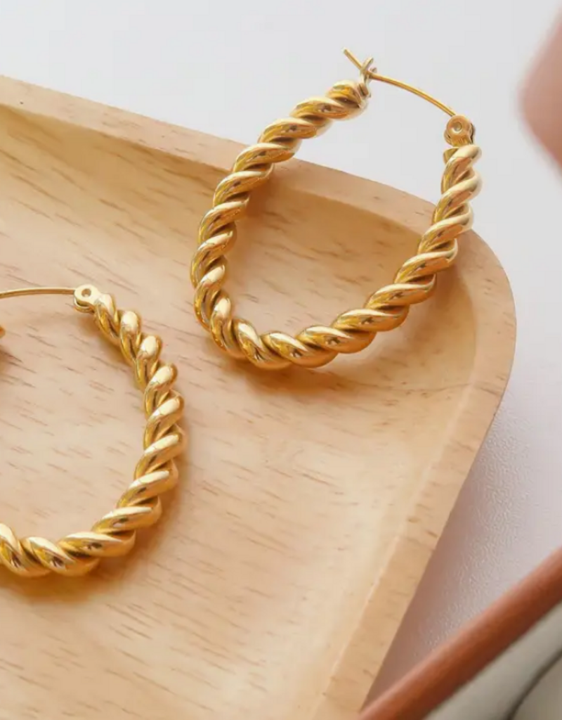 Gold braided hoop earrings