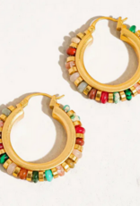 Gold Color Beaded Hoop earrings
