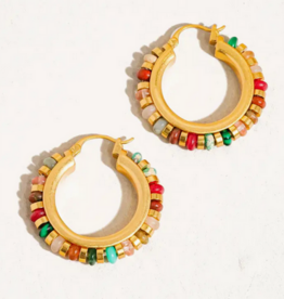Gold Color Beaded Hoop earrings