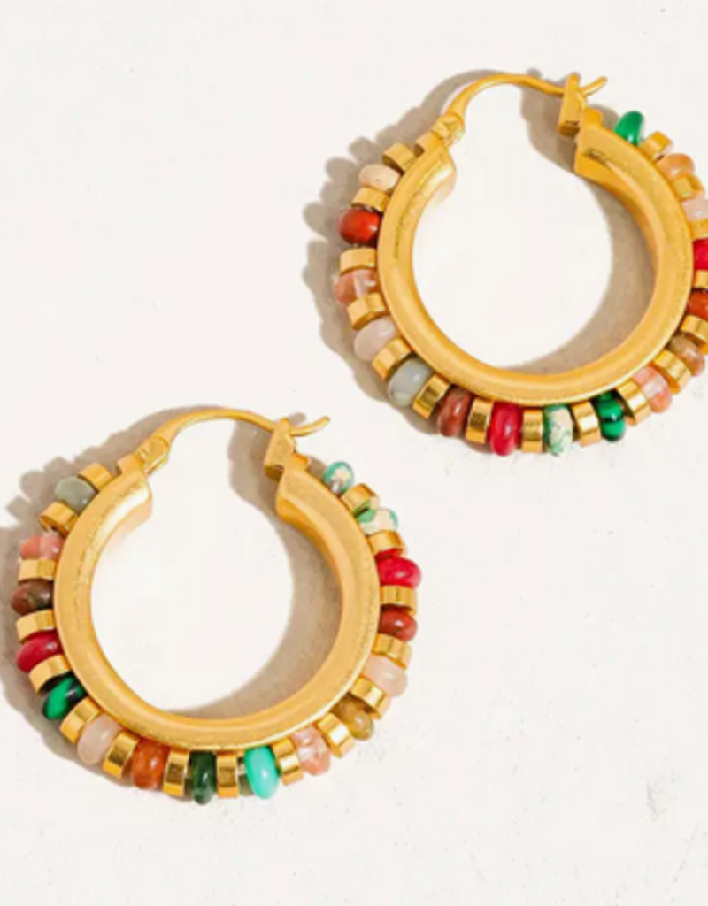 Gold Color Beaded Hoop earrings