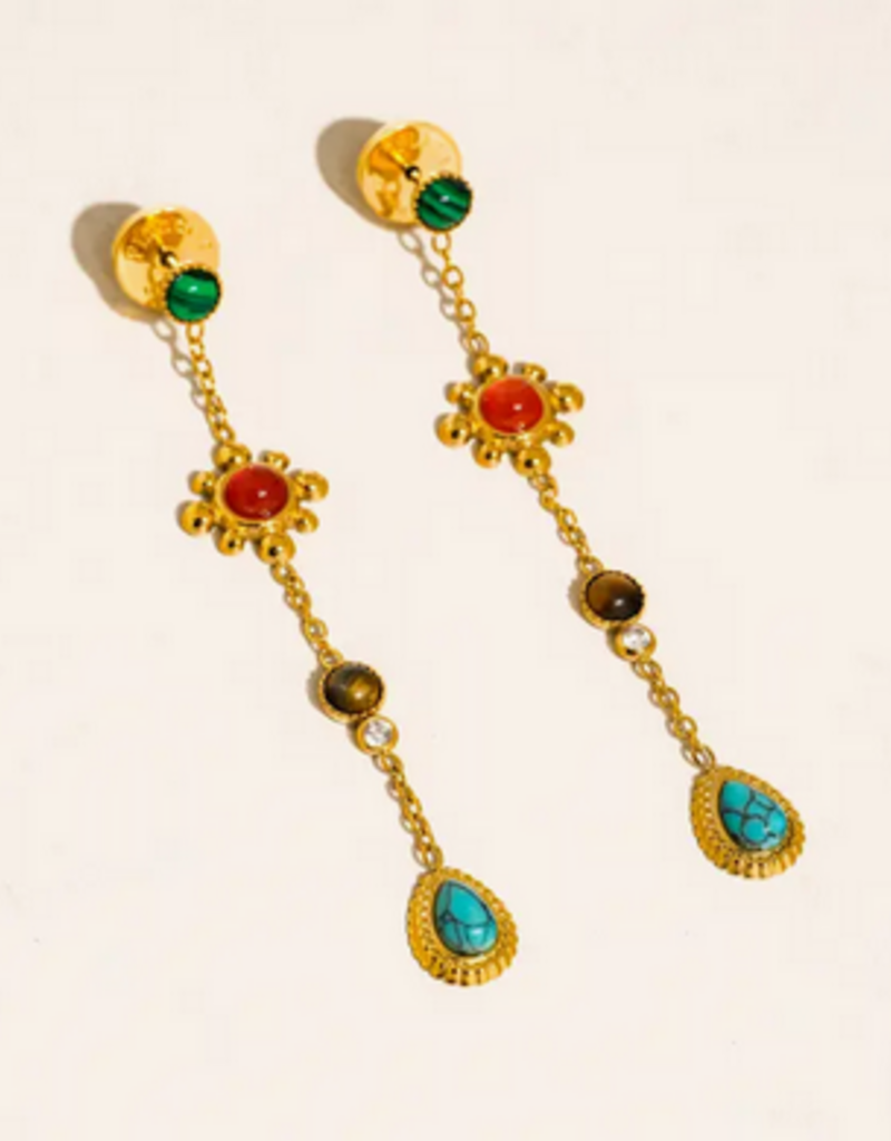 Boho Gemstone Drop Earrings