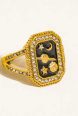 Lulora Gold statement ring- black