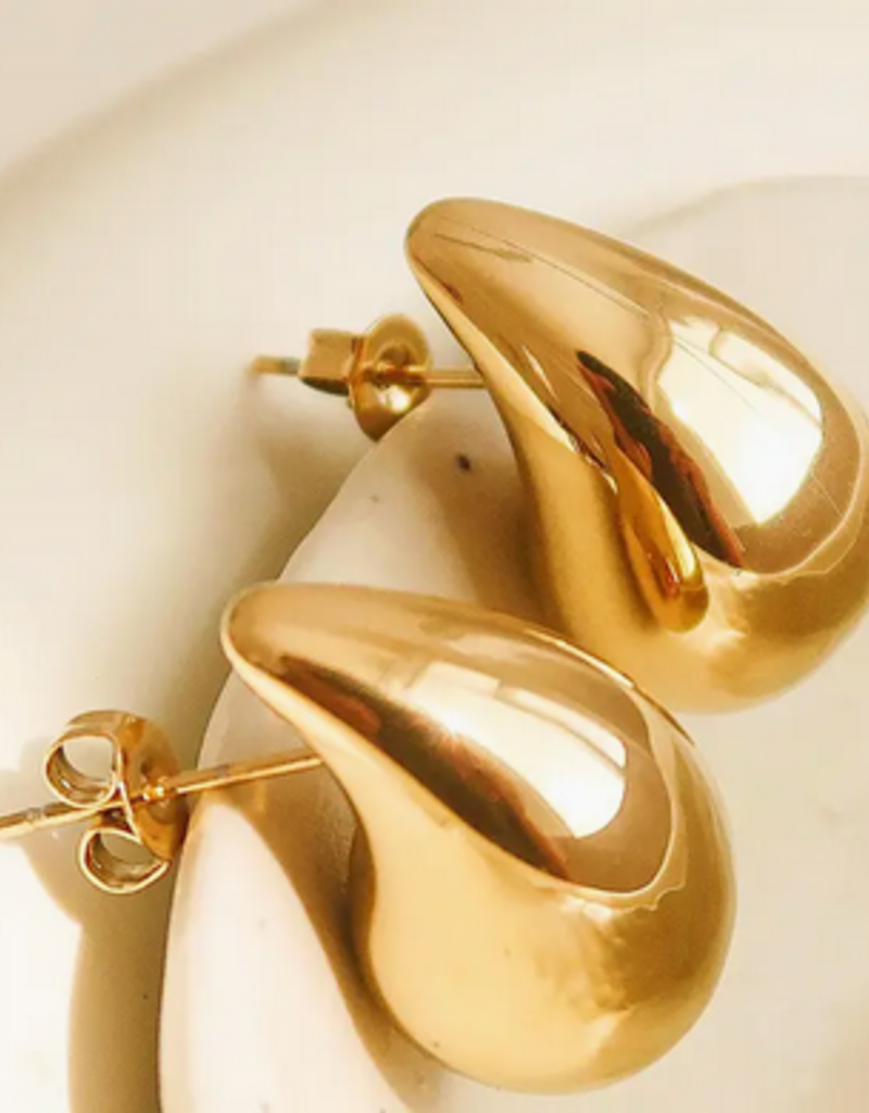 Gold Large Droplet Earrings