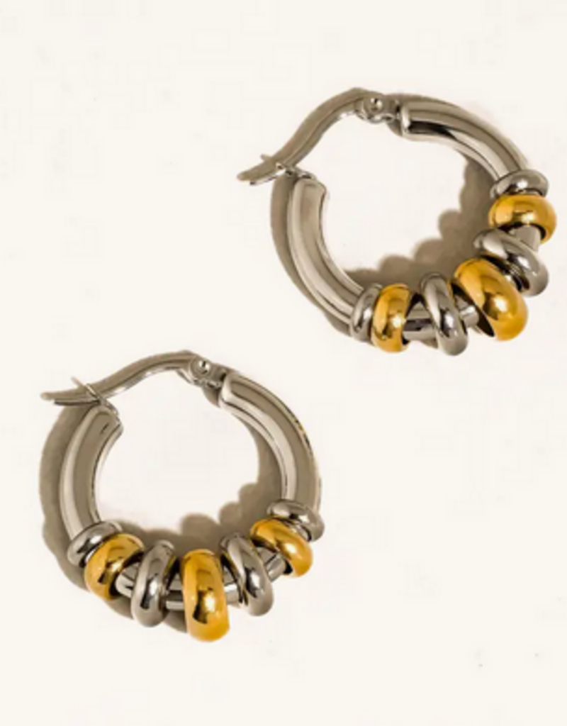 Gold two toned hoop earrings