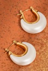 Roselle Gold Teardrop Hoop earrings-white