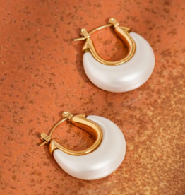 Roselle Gold Teardrop Hoop earrings-white