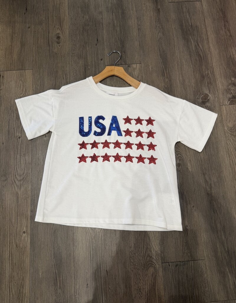 Sequin American Flag Embellished Top