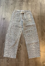 High Rise Leopard Print Barrel Jeans